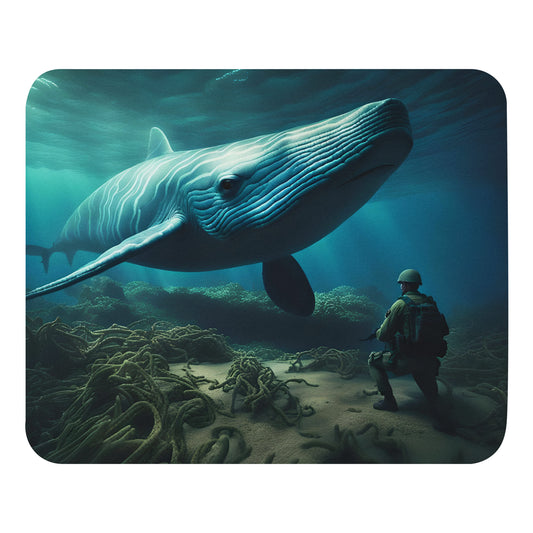 Whale with Soldier Mouse pad