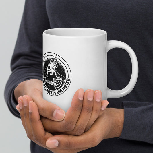 White glossy Squirrel Meats Unlimited mug